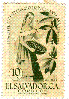 Salvador - poštovní známka s tématikou kávy
